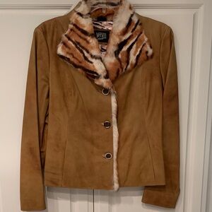 Vericci leather jacket with fur trim